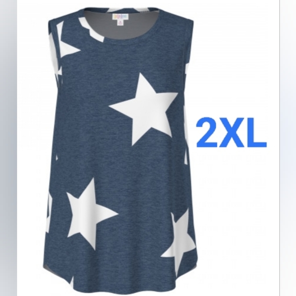 LuLaRoe Blue with white Stars Sleeveless Top